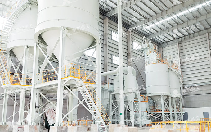 Powder preparation plant for coatings with calcium carbonate grinder